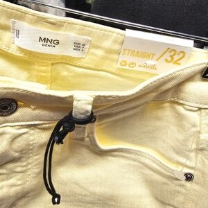 MNG Denim - Mango 32 straight leg pastel yellow jeans NWT